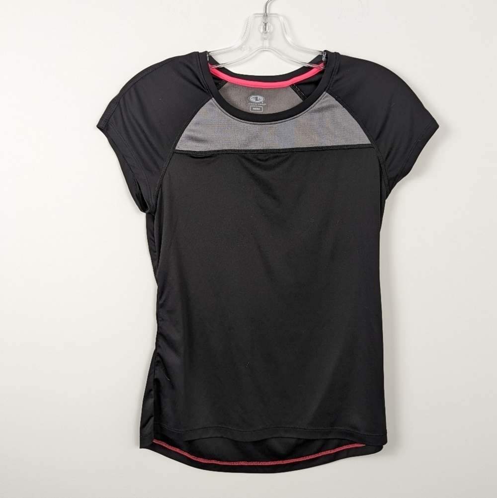 Athletic Works Performance Tee with Mesh Panels, Size M Black Gray Gorpcore